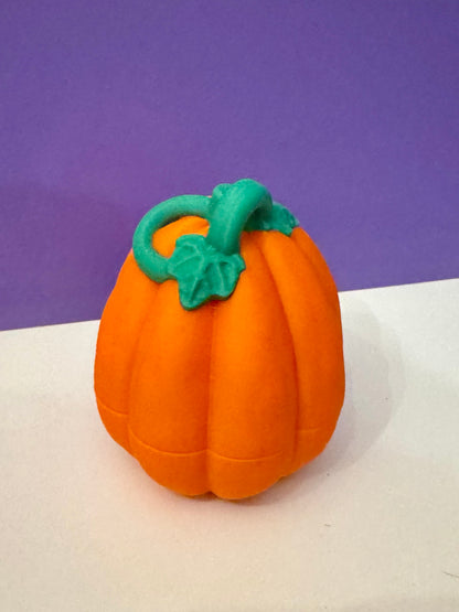 Spooky Halloween Pack 3D Printed Pumpkin Surprise with Flexi Creatures bright orange pumpkin with green stem.